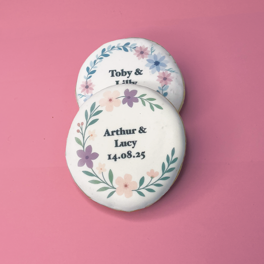Personalised Circle Wedding Biscuits